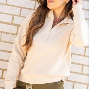Cream Quarter-Zip Pullover